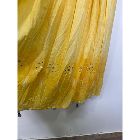 Kommotion NY Womens Skirt Size L Yellow Ombre Mirrored Pleated Gypsy Boho Flowy - Picture 5 of 7